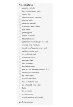 Shopping List Glow Up, 1 Month Skin Care Challenge, New Month Habits, Six Month Glow Up, I Month Glow Up Challenge, One Month Glow Up Challenge Self Care, How To Glow Up In Three Months, 1 Month Nail Growth, Monthly Glow Up Challenge