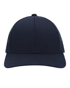 Low-Pro Trucker Cap - NAVY - OS | Pacific Headwear Low-Pro Trucker Cap in Navy Blue | Polyester Blend Classic Navy Baseball Cap With Curved Visor, Navy Baseball Cap With Flat Bill For Outdoor, Navy Six-panel Snapback Hat For Outdoor, Navy Flat Bill Baseball Cap For Outdoor, Navy Six-panel Outdoor Snapback Hat, Navy Breathable Sports Hat, Breathable Navy Sports Hat, Navy Sports Fitted Cap, Navy Trucker Hat With Curved Visor For Sports