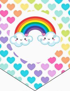 two rainbows and hearts on a white background