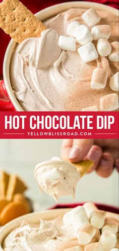 hot chocolate dip with marshmallows and graham crackers