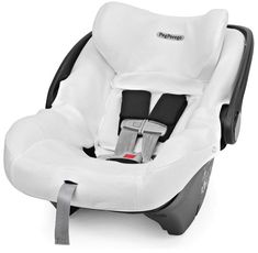 the baby seat is white and black