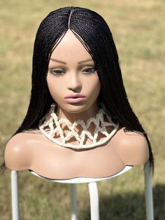 Braided wig.micro Twist Wig. 16inches Long. Color Black.READY TO SHiP. African Women Hair, Twist Wig, Braided Twist, Real Wigs, Kanekalon Braiding Hair, Micro Twists, Buy Wigs, Wig Black, Grey Wig