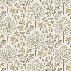 an image of a wallpaper with yellow and grey leaves on it's sides