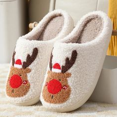 Introducing the Merry Slides, perfect for keeping your feet warm & comfy. Your Christmas will be perfectly festive with this blend of funny and cute reindeer. NOTE: Some sizes are already sold out due to going viral. Please place your orders quickly. THE VIRAL CHRISTMAS SLIDES EVERYONE NEEDS... THE PERFECT CHRISTMAS SLIPPERS These slides will quickly become your go-to pair of shoes because they are incredibly cozy, stylish, and easy to wear. They make great gifts for your loved ones who want to Holiday Slippers, Christmas Slippers, Vintage Cartoons, Christmas Shoes, Bedroom Slippers, Winter Slippers, Fuzzy Slippers, Slippers Cozy, Christmas Cartoons