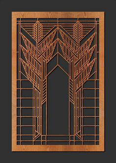 an art deco book cover with lines and shapes in the middle, on a black background