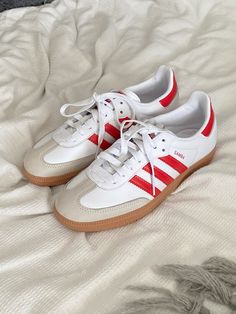 Adidas samba red white Red And White Sambas, Red Adidas Samba, Red And White Shoes, Red Samba, Adidas Samba Outfit Women, Samba Adidas Outfit, Adidas Samba White, Adidas Samba Outfit