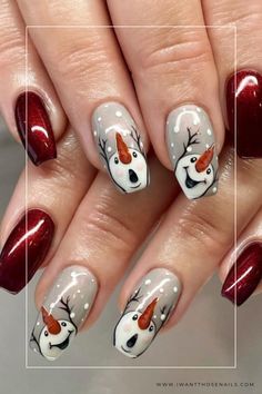 gray snowman nails Nail Art Noel, Snowman Nails, Cute Christmas Nails, Christmas Gel Nails, Pretty Nail Art Designs, Blue Nail Designs, Thanksgiving Nails, Blue Nail