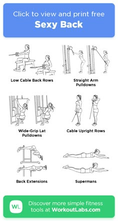 an exercise poster with instructions on how to use the exercises for back and neck pain