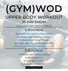 a woman doing a gym workout with the words gymwood upper body workout