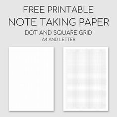 the free printable note taking paper is shown in three different sizes and colors, including one