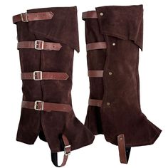 PRICES MAY VARY. 【HIGH-QUALITY MATERIALS】 This medieval pirate leg cover is made of environmentally protective leather, strong and durable, designed to be worn on shoes or boots (shoes/boots not included) to keep the trouser legs neat and tidy in rugged terrain or bushes. 【Retro Style】 Renaissance shoe covers are unisex and can be match with any retro clothing to provide you with a perfect medieval or Renaissance look.Designed with adjustable buckles that can be fit well for most people's leg. T Rennaisance Boots, Boots Halloween Costume, Leather Boots For Medieval Festivals, Leather Medieval Boots For Cosplay, Black Leather Medieval Boots, Medieval Brown Outdoor Boots, Musketeer Costume, Medieval Pirate, Leather Costume