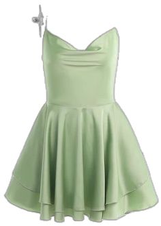 Romper Dress Green / S Chic A-line Satin Cocktail Dress, Dressy Satin A-line Dress, Elegant A-line Mini Dress For Casual Occasions, Elegant A-line Party Sundress, Trendy A-line Dress With Ruffles, Trendy Fitted A-line Dress, Feminine A-line Mini Dress For Night Out, Green Satin A-line Dress, Dressy A-line Mini Dress For Summer