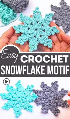 an easy crochet snowflake motif is featured in this video for beginners