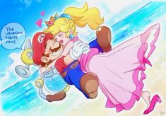 an image of mario and princess peach in the air