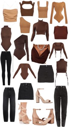 Tan Outfits For Women Summer, Brown Aesthetic Outfit Ideas, Shades Of Brown Outfits For Black Women, Nude Clothes Aesthetic, Nude Summer Outfit, Nude Shirt Outfit, Nude And Black Outfit, Nude Outfits For Black Women, Brown And Tan Outfits