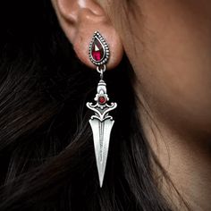 Experience unmatched elegance with our Gothic Red Zircon Dagger Earrings. Buy 2 get 1 free! Red Stone Earrings, Ear Drop, Dagger Earrings, Red Stones, Stone Dangle Earrings, Alloy Earrings, Party Earrings, Hypoallergenic Earrings, Red Stone