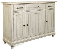 a white cabinet with two doors and three drawers