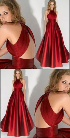 Red Satin Prom Dress, Dresses Graduation, School Dance Dresses, Halter Prom Dresses, Graduation Party Dresses, Girls Pageant Dresses, Fashion Statements, Satin Prom Dress