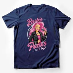 Punk Barbie Graphic Tee, Pink Hair Punk Rock Barbie T-Shirt, Women's Fashion Top, Unique Gift Idea Male T-Shirt Custom graphic T-Shirt.Customize your color Rock Barbie, Barbie Graphic Tee, Punk Barbie, Barbie Graphic, Barbie T Shirt, Nature Inspired Fashion, Penguin T Shirt, Graphic Print Shirt, Trendy Tee