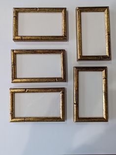 Custom made set of 5 gold bamboo frames created by me..your custom framer. All the frames are the same size and measure 2.75" x 5" on the interior. Each includes a matboard and UV protected low glare museum glass. Perfect for any artist. Bamboo Frames, Bamboo Frame, Home Decor Pictures, Picture Display, Picture Frames, Custom Made, Miniatures, Home And Living, Frame