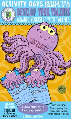 an octopus themed poster with the words, activity days and activities for kids to do