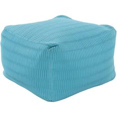 a blue square ottoman cover on a white background