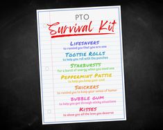 a note with the words survival kit written on it