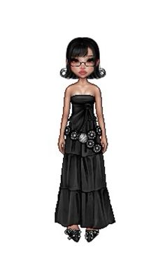 a digital drawing of a girl in a black dress