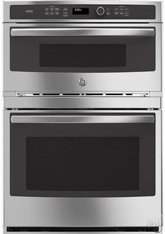 two stainless steel ovens side by side