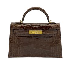 Hermès Kelly II Sellier Mini 20 Missi Alligator Miel Brown Gold Hardware Vintage Hermes Bag, Hermes Kelly 25, Kelly Brown, Mini Kelly, Kelly Bag, Vintage Hermes, Brown Leather Bag, Brown Gold, Alligator