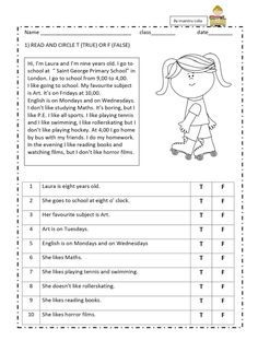 First Grade Reading Comprehension, Reading Comprehension For Kids, Teaching Reading Comprehension, Reading Comprehension Lessons, English Activities For Kids, English For Beginners, Teaching English Grammar, English Worksheets For Kids, Studying Math