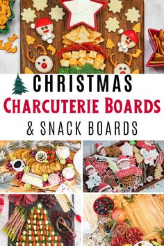 christmas charcuterie boards and snack boards with text overlay that reads christmas charcuterie boards and snack boards