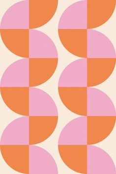 an orange and pink pattern with circles on it