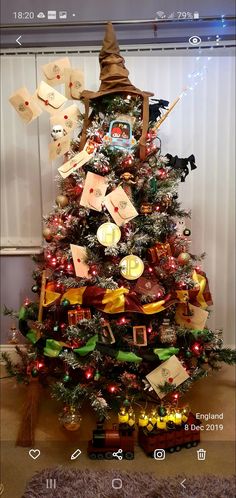 a decorated christmas tree with lots of decorations