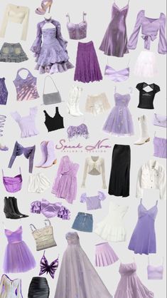 a bunch of different types of dresses and skirts on display in a white background with the words, dress up