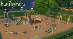 an animated rendering of a playground in the park