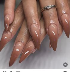 Ombre Nail Ideas, Brown Nail, Brown Nails Design, Ombre Nail, Airbrush Nails, Nude Nail Designs, Sweater Nails, Ombre Nail Designs, Shiny Nails