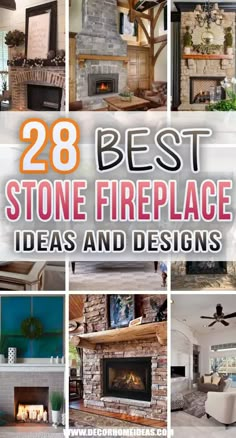 the best stone fireplaces and designs for your home in this postcard style photo