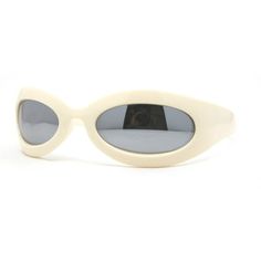 These sunglasses are the latest trend! They are the perfect way to protect your eyes from the sun while looking stylish. The oversized exaggerated curved wraparound design provides all-around protection from the sun's harmful UV rays. The 1990s retro styling is back in vogue, and these sunglasses are a great way to add a touch of nostalgia to your look. The lenses are made of 100% UV400 rated polycarbonate, which means they will block 100% of harmful UV rays, both UVA and UVB. These sunglasses a Retro White Sunglasses With Anti-reflective Coating, Vintage White Cat Eye Sunglasses, Vintage White Sunglasses With Polarized Lenses, Eye Safety, Shades Sunglasses, Silver Mirror, Latest Trend, Oval Sunglasses, Futurism