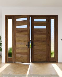 two wooden doors in an empty room