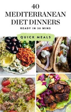 the cover of 40 mediterraneann diet dinners ready in 30 mins by quick meals