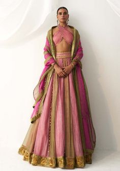 Itrh | Basanti Gulabi Pink Olive Lehenga Set | INDIASPOPUP.COM Olive Lehenga, Indian Outfits Lehenga, Lehnga Dress, Indian Dresses Traditional, Pink Olive, Traditional Indian Outfits, Indian Bridal Outfits, Ethnic Outfits, Designer Party Wear Dresses