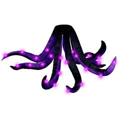 an octopus with purple lights on it's tentacles is shown against a white background