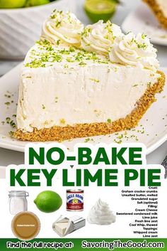 an advertisement for key lime pie on a plate