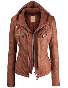 Lock and Love Women's 2-For-One Hooded Faux leather Jacket for only $48.99 You save: $21.00 (30%) Brown Faux Leather Jacket, Faux Leather Jackets, Look Chic, Primavera Estate