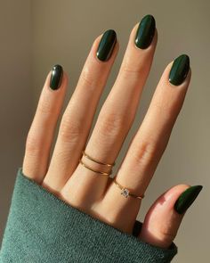 Dark Green Nails, Nail Kit, Green Nails, Holiday Nails, Almond Nails, Winter Nails