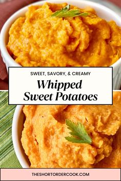 sweet savory and creamy whipped sweet potatoes are the perfect side dish for thanksgiving