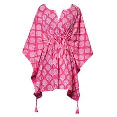 Pink Printed Beachwear Dress, Pink Printed Tunic Dress, Pink Printed Tunic Kaftan, Printed Pink Tunic Kaftan, Short Kaftan Dress, Short Kaftan, Simple Kurti Designs, Indian Block Print, Stylish Dresses For Girls