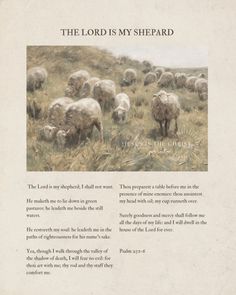 The Lord is My Shepard - Jesus is the Christ Prints Biblical Prints, Lamb Artwork, Vintage Lamb, Biblical Artwork, Bible Artwork, Christian Art Print, Grace Art, Jesus Prints, Quote Artwork