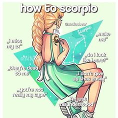 a drawing of a woman sitting on top of a star with the words how to scorpio